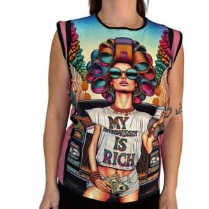 Custo barcelona multicolored sleeveless top women's size small